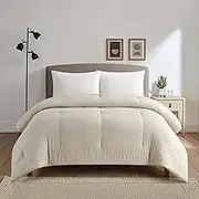 Style House Tan Microfiber Ultra Soft Crinkle Comforter, Cozy, All-Season Luxury Bed Covering,King