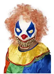 Halloween Scary Evil Full Overhead Latex Foam Clown Mask with Hair