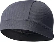 [Yardenfun] Quick Dry Cycling Cap Liner for Men Sweat Headband for Running Beanie Cap High Elasticity for Outdoor Sports Dark Grey