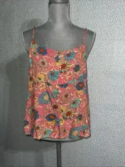 O'Neill Women's TALLIE Floral Print Button Front Spaghetti Straps Boho Top L NWT