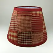 Country Primitive Burgundy Patchwork Quilt Homespun Fabric Lampshade Lamp Shade