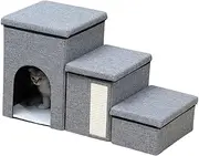 Pet Ladder Storage Box | Cat Stairs Storage Box Pet Ladder Storage Foldable Dog Stairs | Stable Storage Organizer Strong Load Bearing Dog Stairs Steps for High Beds Couch Sofa