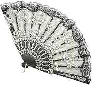 Hand Lace Foldable Fans - Hand Lace Floral Fan,Portable Floral Flower Lace Fan, Wedding Fans for Wedding, Cultural Events, Home Decor and Stage Performances