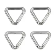 4Pcs Triangle Key Ring Spring 0.65" Metal Spring Rings Buckle Clips Silver