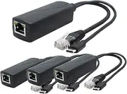 ANVISION 4-Pack 5V PoE Splitter, USB Type C, 48V to 5V 2.4A USB C, IEEE 802.3af Compliant, 10/100Mbps