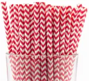 Red Chevron - Biodegradable 4-Ply Paper Drinking Straws (Compostable, Nontoxic)