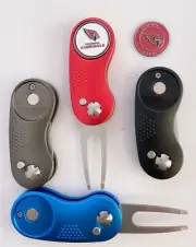 NFL 2 Prong Switchblade GOLF DIVOT REPAIR TOOL Red + Ballmark ARIZONA CARDINALS