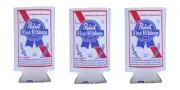 PABST BLUE RIBBON 3 PBR 16oz BEER CAN WRAP COOLERS KOOZIE COOLIE HUGIE NEW