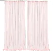 Plobeca Chiffon Curtains 2PCS Elegant Light Filter Chiffon Drapes Panels Room Decor for Bathroom/Living Room, Wedding Arch Party Stage Decoration (Light Pink, 5x7FT 150x215cm)