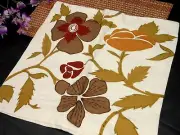 18 X 18 Fall EMBROIDERED Cotton LINEN PILLOW COVER BEIGE, BROWN, GOLD #F50