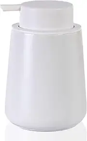 Foaming Soap Dispenser, 400ml Minimalist White Ceramic Pump Bottle with Silicone Seal, Non-Slip Base for Shampoo and Detergent