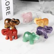 Natural Quartz Crystal Carved Elephant Gemstone Animal Healing Rock Decor Gift