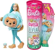 Barbie Cutie Reveal Doll & Accessories with Animal Plush Costume & 10 Surprises Including Color Change, Teddy Bear as Dolphin in Costume-Themed Series