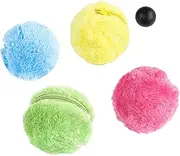 Pet Dog Cat Automatic Roller Ball Toy Dog Plush Toy Motion Activated Ball Pet Interactive Toy with 4 Coral Velvet Covers