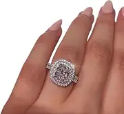 [GWSGSFAS] Copper Inlaid Zircon Full Diamond Ring Female Niche Fashion Light Luxury Ring