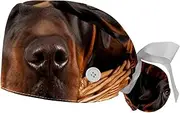 [YTYVAGT] 2-Pc,Gourd-Shaped Working Cap,Fisherman Hat with Buttons and Cotton Sweatband,Basket and Black Dog
