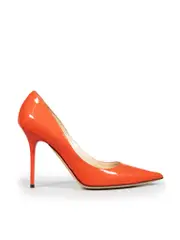 Orange Patent Pointed Toe Pumps