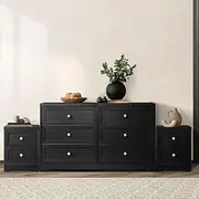 [OIKITURE] Dressers Chest of Drawers and 2 Bedside Tables Hamptons Furniture Set