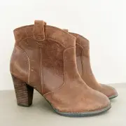 Clarks Indigo NEW Brown Heath Harrier Cognac Leather Ankle Boots sz 5.5
