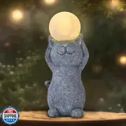 Solar Garden Decor Cat Moon Outdoor Statue and Figurine Lights, Outdoor Patio
