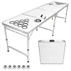 GoPong 8' Foldable Beer Pong Party Dry Erase Drinking Table Indoor Outdoor Games