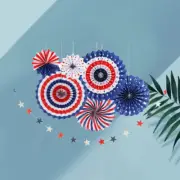 Nautical Paper Fan Patriotic Paper Flower Lanterns Independence Day Haning Decor