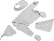 Holibanna 1 Set Outfit Set Romper Hat Bib Mittens Grey for Special Occasions and Memorable Photos Essential Clothes for Newborns