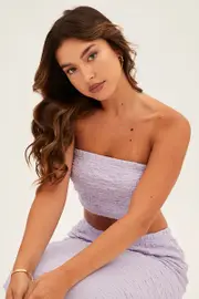 Purple Bandeau Top Textured - Size 14, Women's Bandeau