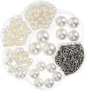 [DOITOOL] DIY Faux Pearl Rivet Studs for Crafts Durable Half Pearl Beads with Holes for Jewelry Making Clothing Embellishments and Bag Accessories Organizer Box