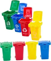 Toyvian 8Pcs Mini Garbage Can Cute Tiny Trash Bins for Safe Desktop Waste Container for Home Office and Playroom for Sorting Trash and Organizing