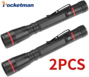 2*Mini Flashlight 3 Modes Small Flashlights LED High Lumens Pen Light with Clip