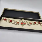 Napier Bracelet Multi Colored Stones With Toggle Clasp NOS On Box Estate Find