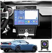Android 10 Octa Core Car Stereo for Ford Mustang (2010-2014) 13.3 inch Multifunctional Touch Screen Auto Navigation System, Car Radio with Carplay GPS WiFi BT FM + Backup Camera(Size:4+64 G)