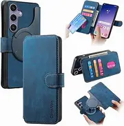 [PONRFEKT] for Oppo Find X5 Pro Leather Wallet Case,Flip Protective Phone Case with[4 Card Slots][RFID Blocking] Super Strong Magnetism 2-in-1 Cover,Blue