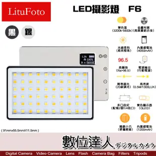 LituFoto 麗能 F6 迷你LED攝影燈 輕薄好攜帶 高顯指 雙色溫 採訪 人物攝影 直播 補光燈 數位達人