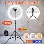 12" LED Selfie Light Dimmable Ring Kit Phone Tripod Makeup Live Lamp Stand Set