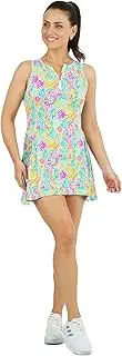 [IBKUL] Sun Protective UPF50+ Icefil Cooling Lilli Print Tennis Dress - 66488 Violet Multi Lilli XS, Multi-color