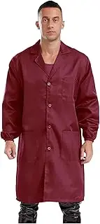 [Vxuxlje] Unisex Adult Notched Lapel Button Up Work Coat Wear Resistant Workshop Uniform Lab Coats