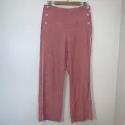 Banana Republic Linen Blend Pant Womens 12 Red Cream Side Stripe Beachy Nautical