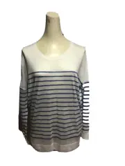 Blue / White Long Sleeve Top SizeM Stretchy Fabric New With Tags Cotton On