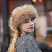 New Thick Warm Russian Hat Ladies Suede Bomber Hat Windproof Women Fur Hat Female Mongolia Cap Female Fox Fur Skull Beanie Camel