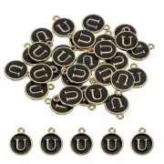 Letter Charm, 30 Pcs Capital Initial Alphabet U Letter Charm for Bracelet, Black
