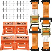 Wheel Chock Tie Down Kit(2,000lb Break Strength) 2” Heavy Duty E Track Trailer Tire Straps System for UTV, ATV, Lawn Mower - Ratchet Tie Down Accessories with E Track for Four Wheeler (2pk)