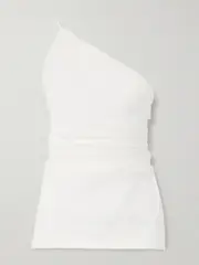 [TOVE] TOVE - Petra One-shoulder Open-back Gathered Linen Top - White - FR 42 FR 42 White