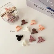 Set of 10: Acrylic Hair Clips EM0632 - Hair Clamp - 10 Pcs - Hanger-Shaped - Multicolor - Beige & Black & Brown - One Size