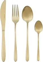 Salter BW11396EU7 Gold Cutlery Set, Chiltern 16 Piece Stainless Steel Flatware Set for 4 People, Knife & Fork Silverware, Knives Forks Spoons, Brushed Finish Tableware, Home Restaurant Party
