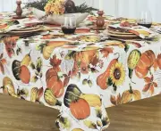 Benson Mills Pumpkin Harvest Gourds Sunflower Cloth Tablecloth 60” X 102”