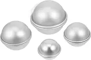 TOPPERFUN 4 Pairs Bath Salt Ball Cake Tins for Baking Sphere Shaped Cake Pan Round Soap Sports Cake Pan Bath Pans for Baking Ball Cake Pan Baking Pan Ball Aluminum Alloy Silver