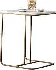 Exquisite C-S-Qing-Desk Marble Coffee Table, C-Shaped Tray Table Home Bedroom Snack Table Living Room Sofa Side Multifunction Laptop Desk(Size:50 * 38 * 50CM,Color:A)