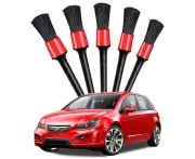 5pcs Car Cleaning Brush Set For Dashboard Crevice Engine Wheel Detailing Cleaning Brushes